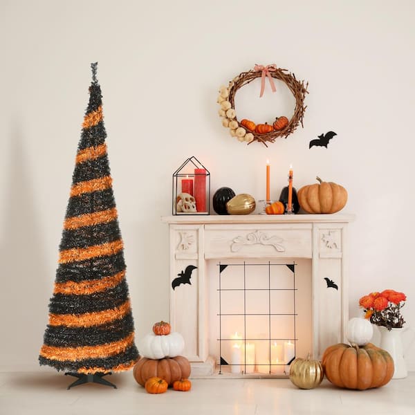 7.5 ft. Halloween Orange and Black Pop-Up Tree