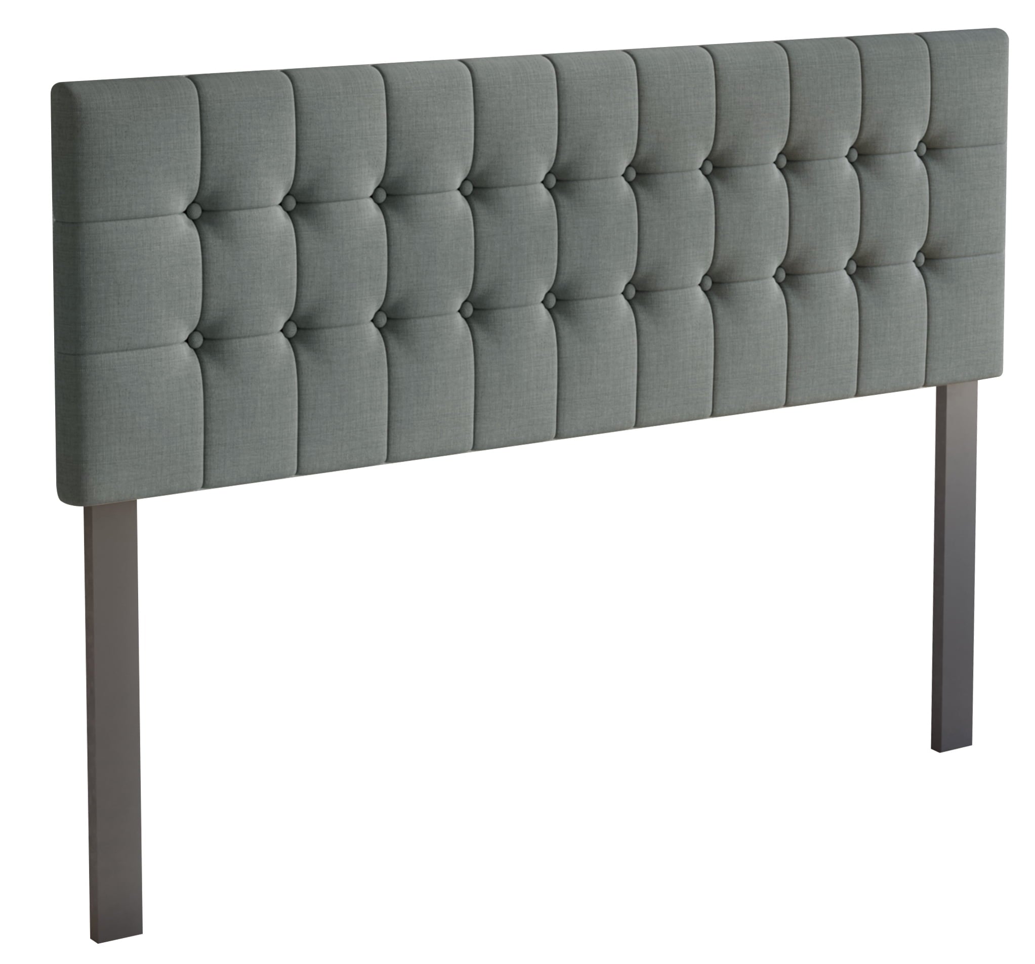 Castle Place Upholstered Button Tufted Linen Headboard, Light Grey, Queen