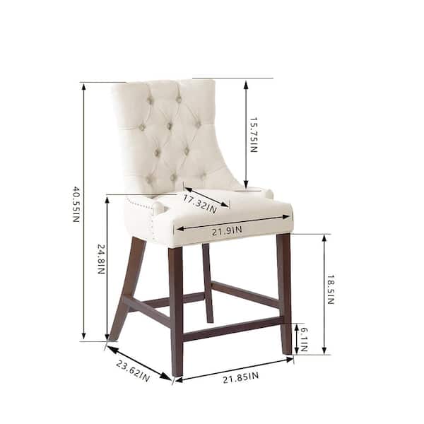 Bakerford Biscuit Beige Upholstered Counter Stool with Tufted Back (Set of 2)