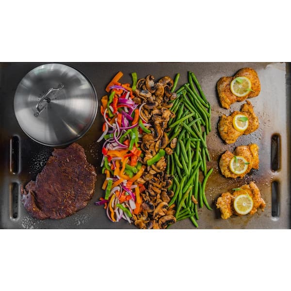Daytona 4-Burner 36 in. Propane Gas Griddle in Black with Stainless Steel Lid
