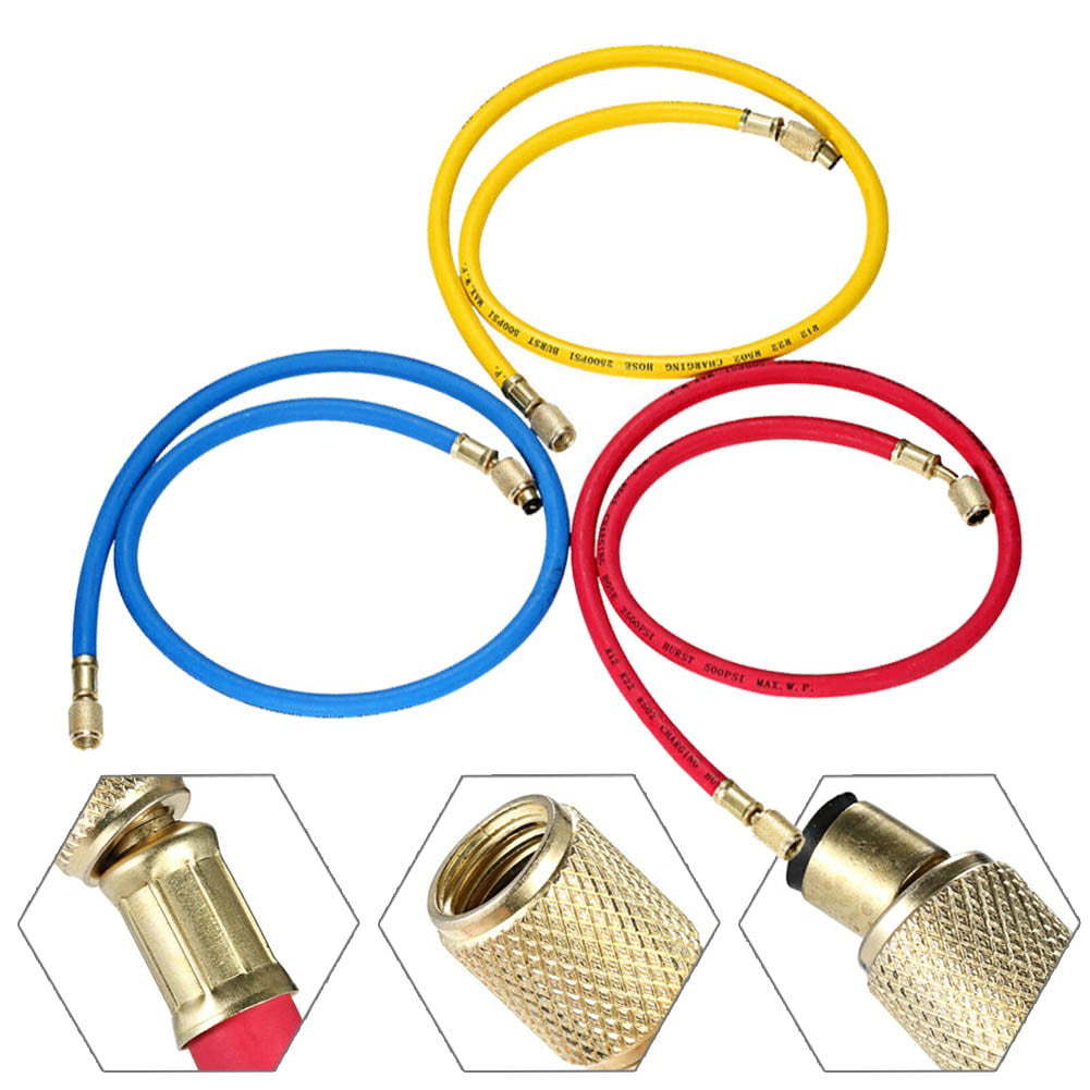 3 Pcs Manifold Gauge Set HVAC AC Refrigeration Hoses R12 R22 R502