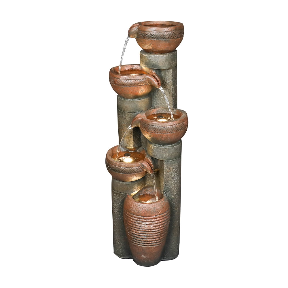 39.7’’H 5-Tier Relaxing Outdoor Indoor Garden Water Fountain Decor - for Contemporary Design for Garden, Patio, Deck, Porch, Backyard and Home Art Decor