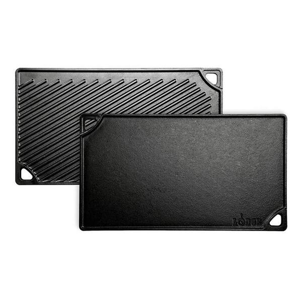 Double Play 16.75 in. Black Cast Iron Reversible Stovetop Griddle