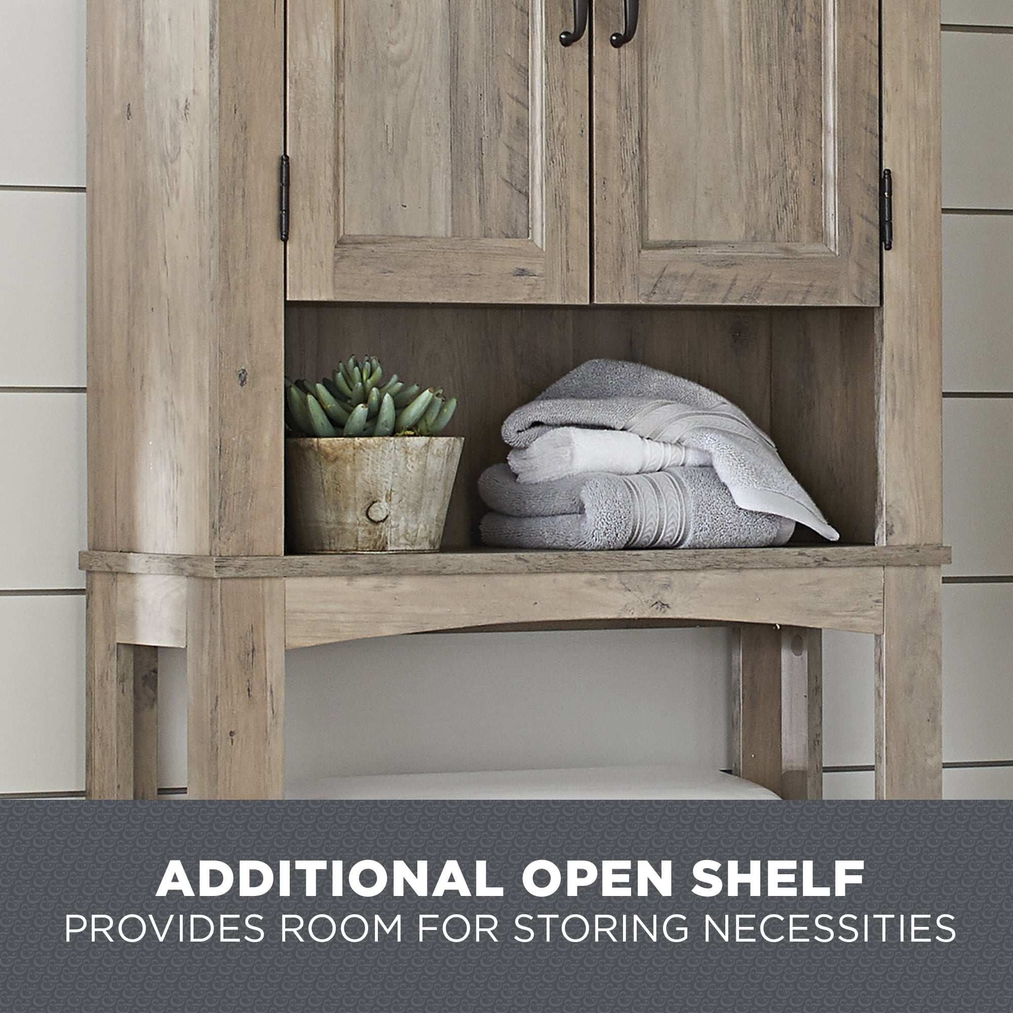 Better Homes & Gardens 26in. Over the Toilet Bathroom Space Saver Cabinet, Rustic Gray
