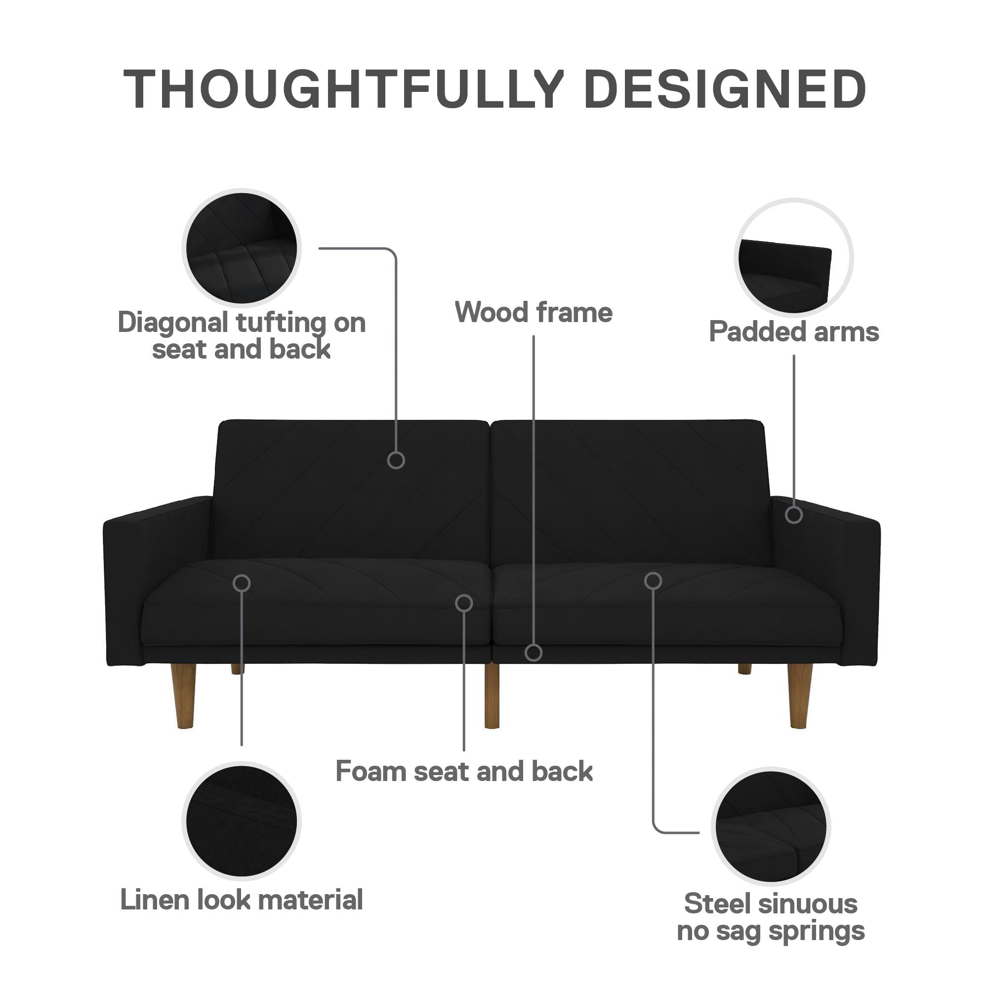 DHP Paxson Futon, Black Linen