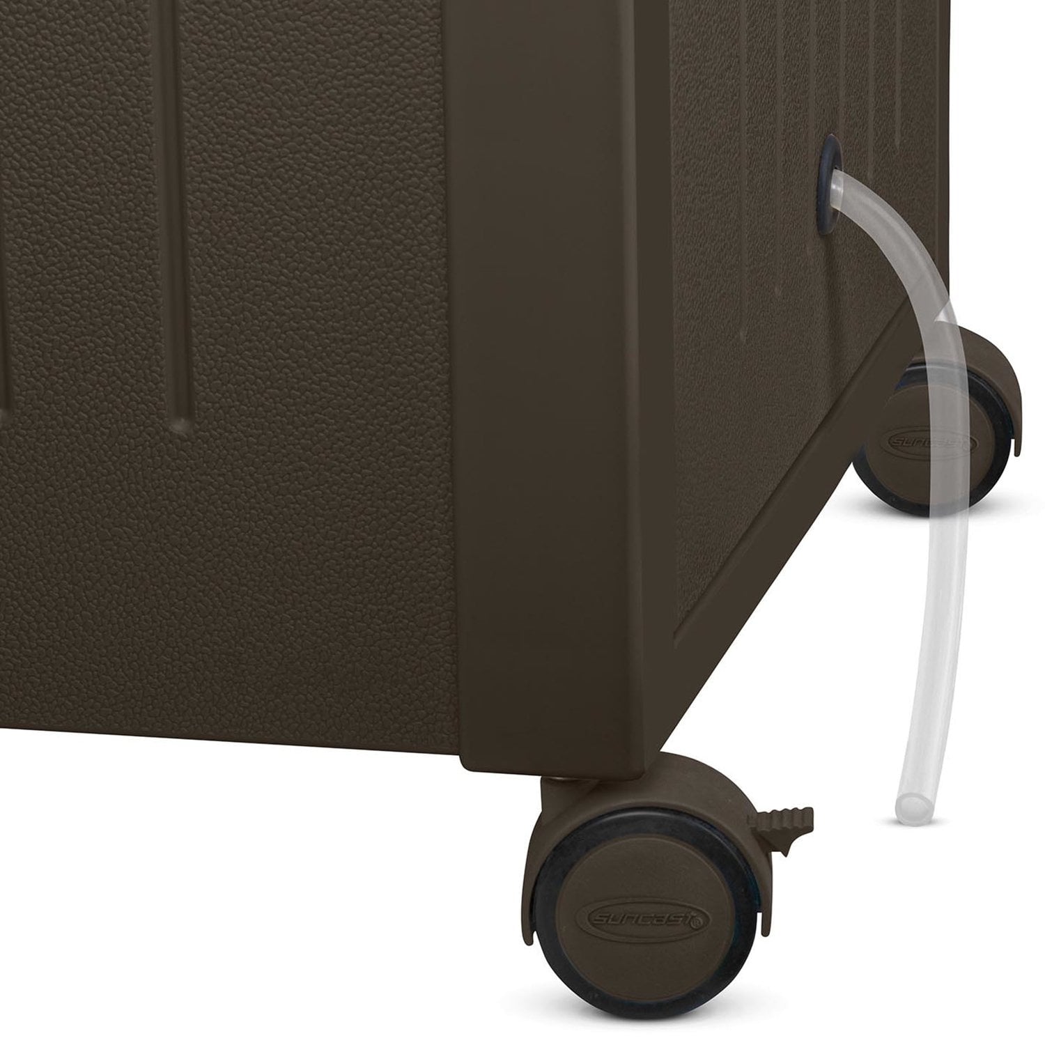 Suncast DCCW3000D 77 Quart Resin Wicker Patio Cooler with Cabinet & Wire Basket