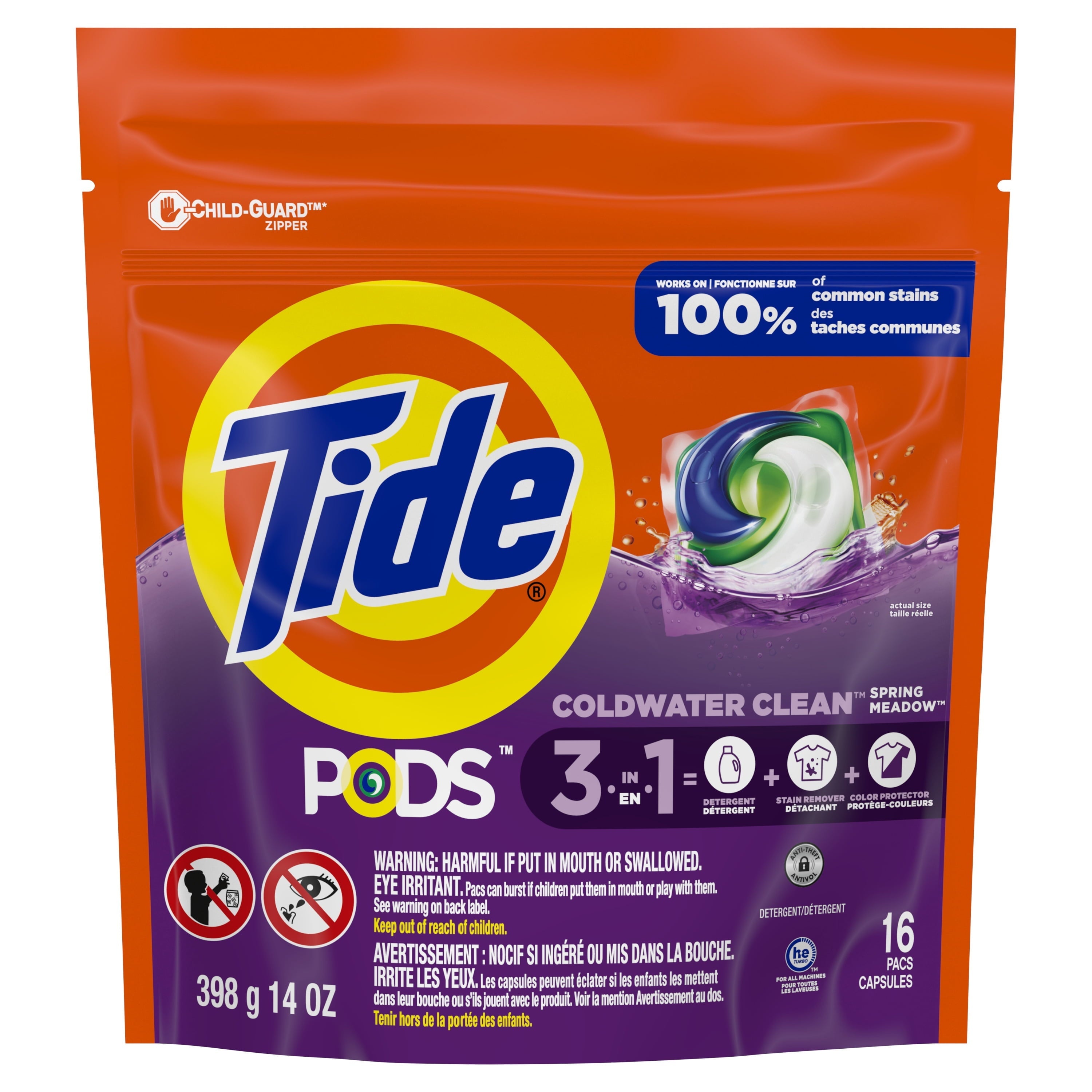 Tide Pods Laundry Detergent Soap Packs, Spring Meadow, 16 Ct