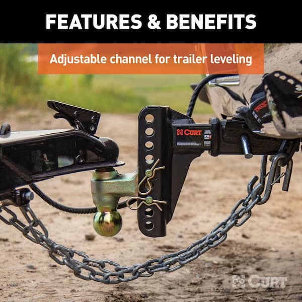 14,000 lbs. 6 in. Drop Adjustable Trailer Hitch Channel Mount with Dual Ball (2 in. Shank)