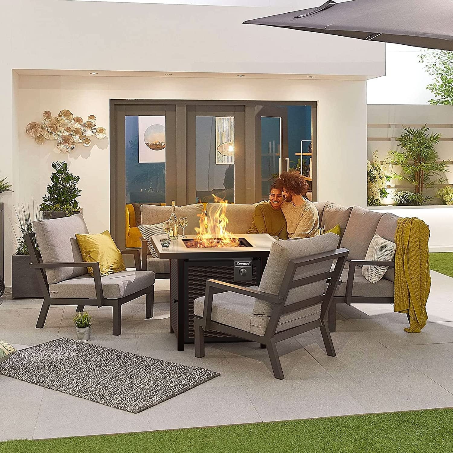 CECAROL 32 inch Propane Fire Table with Lid, Auto-Ignition 50000 BTU with External Igniter