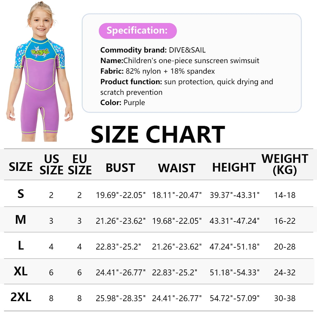 Wetsuits Diving Suit Kids Wetsuit Multiple Size for Snorkeling Surfing Purple L