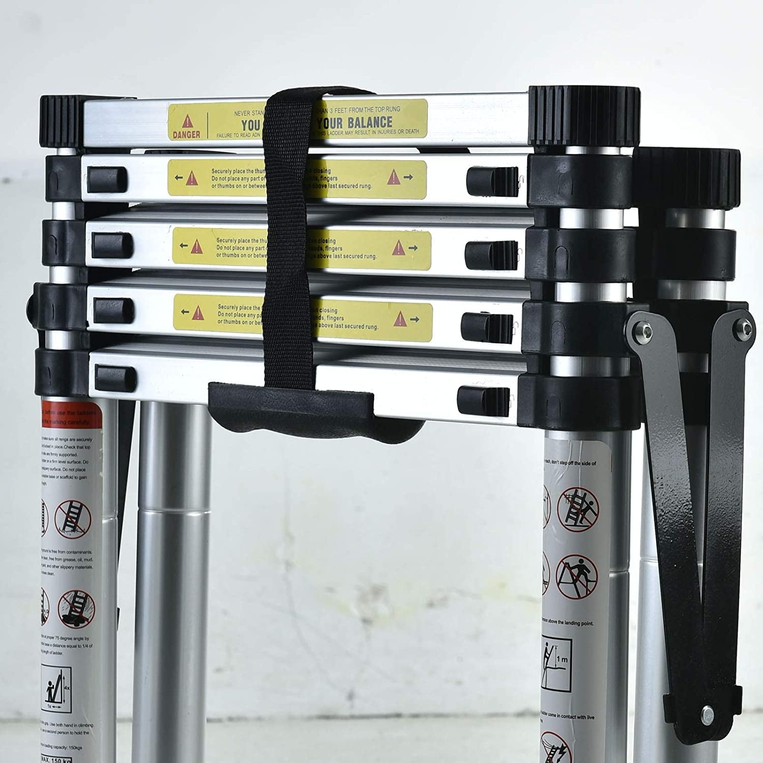 Thicken Aluminum Extension Step Ladder Folding Telescopic Ladder Telescoping Ladders 1.7M - 2M, Extra Wide Steps and Anti-Slip feet Ladder (5+6 Step)