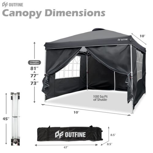 OUTFINE Canopy 10'x10' Pop Up Commercial Instant Gazebo Tent, Fully Waterproo...