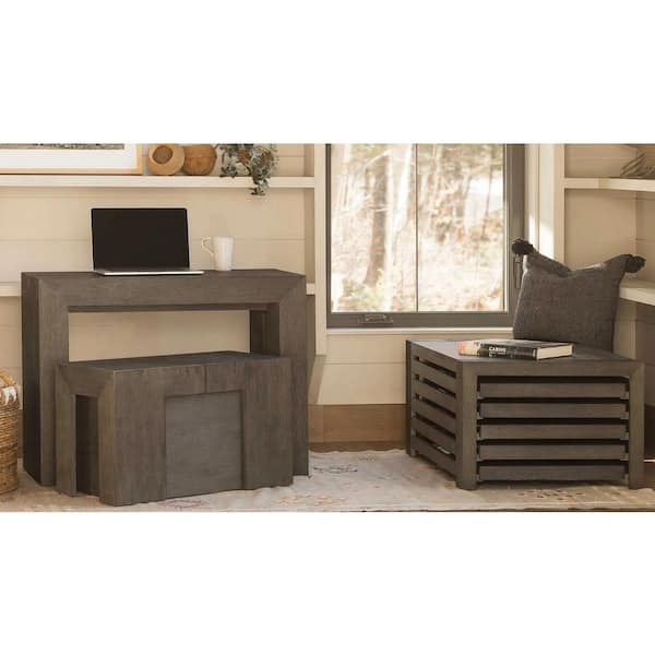 Transformer Table 37.25 in. Sage Gray Rectangle Wood Coffee Table with Storage for Table Panels