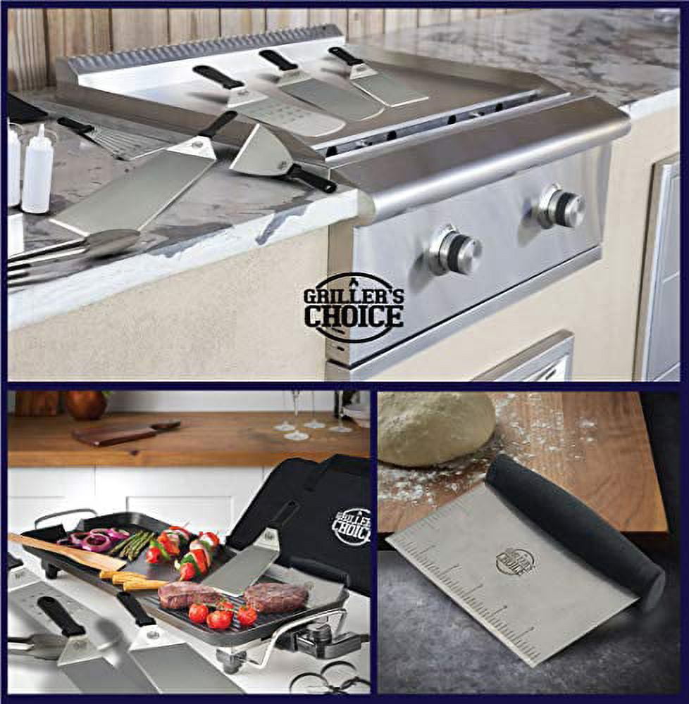 Grillers Choice- 16 PC Griddle Accessories Set- Metal Spatula Set, Commercial Heavy Duty Stainless Steel,Flat Top,Grill,Hibachi,BBQ Grilling Utensils