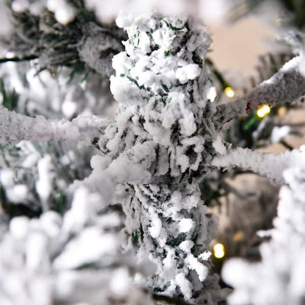 6 ft. Pre-Lit Artificial Snow Flocked Christmas Tree with 250 Warm White LED Lights, and 462 Tips