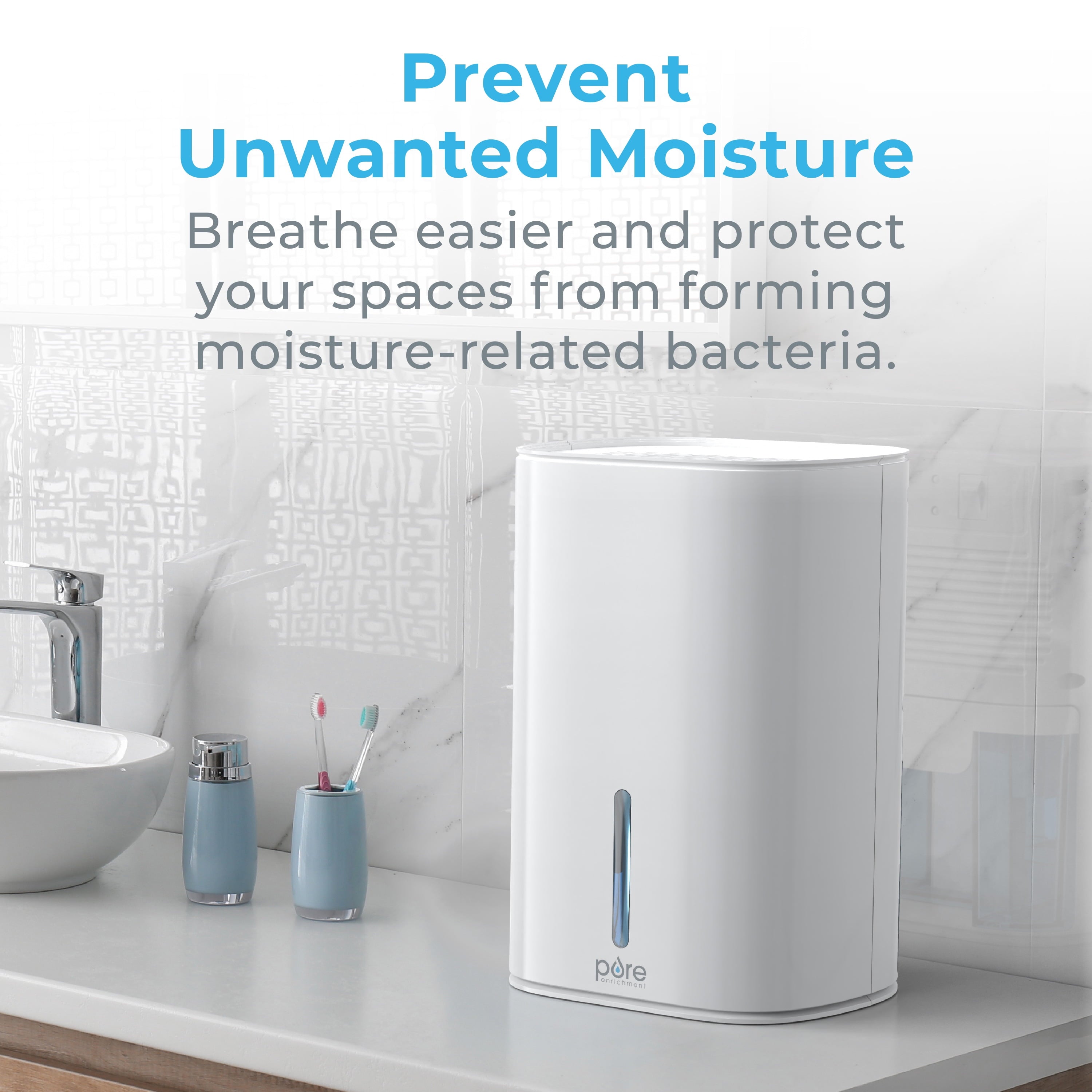 Pure Enrichment PureDry Mini Dehumidifier - Compact Water Tank Eliminates 300ml/day in Excess Moisture