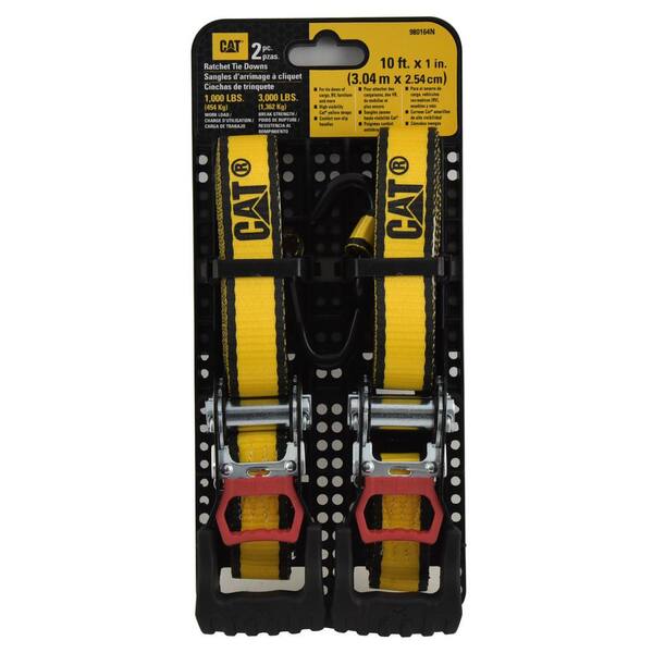 10 ft. x 1 in. Heavy-Duty Ratcheting 1000 lbs. Truck Tie Down Straps (2-Piece)