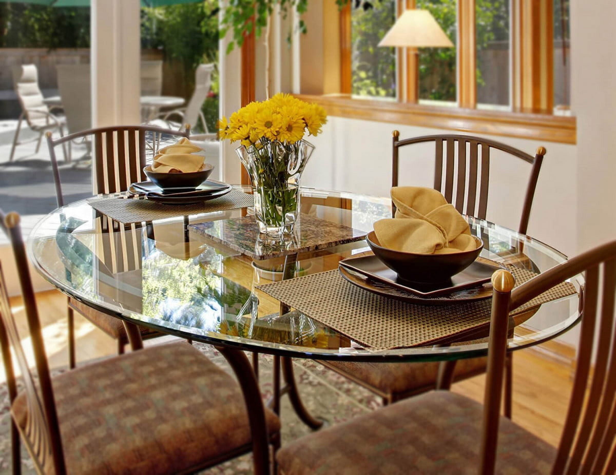 Fab Glass and Mirror Round 0.5-Inch Thick Beveled Polish Tempered Glass Table Top