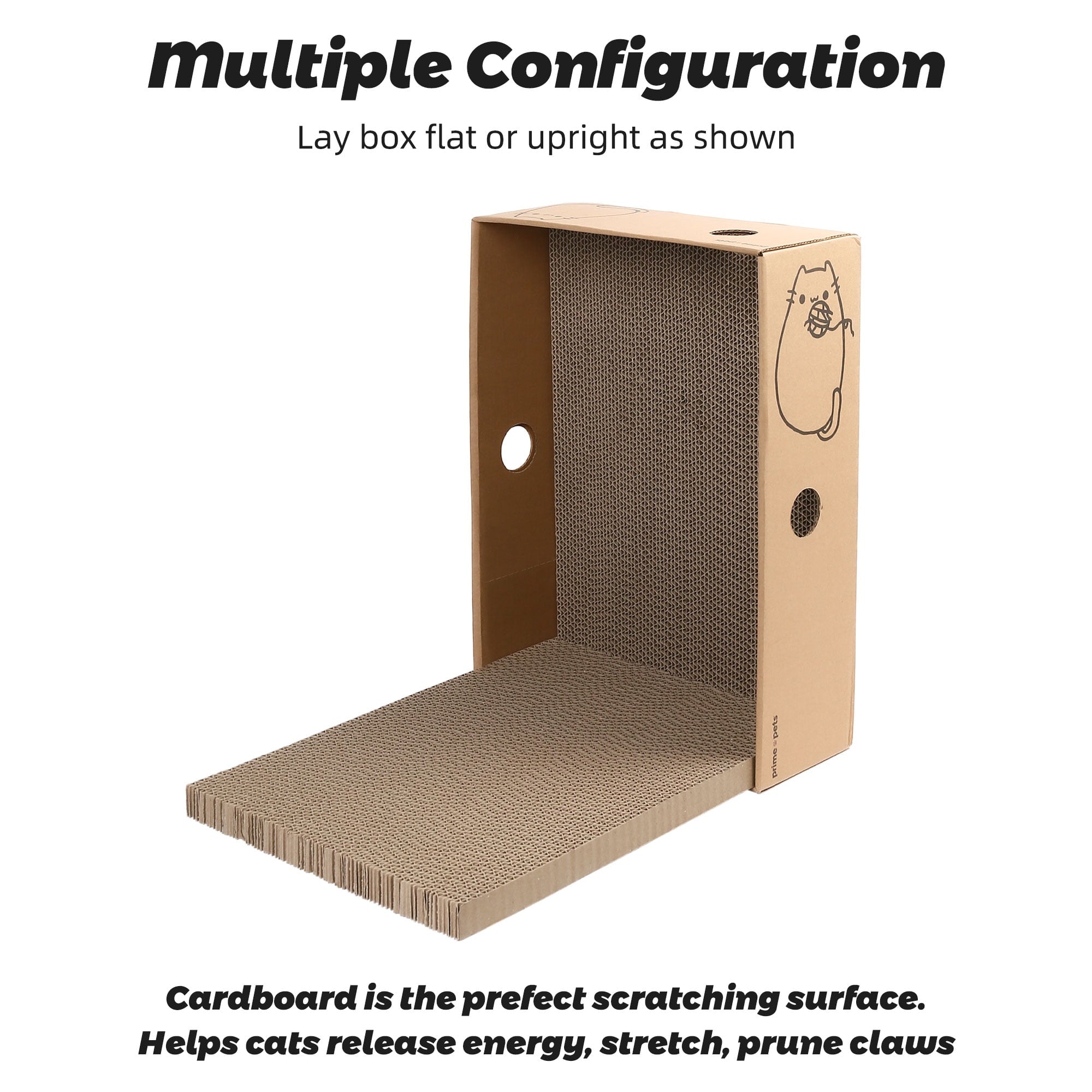 PrimePets XL Wide Cat Scratcher Cardboards with Box, 5 Pack Reversible Cat Scratch Pad