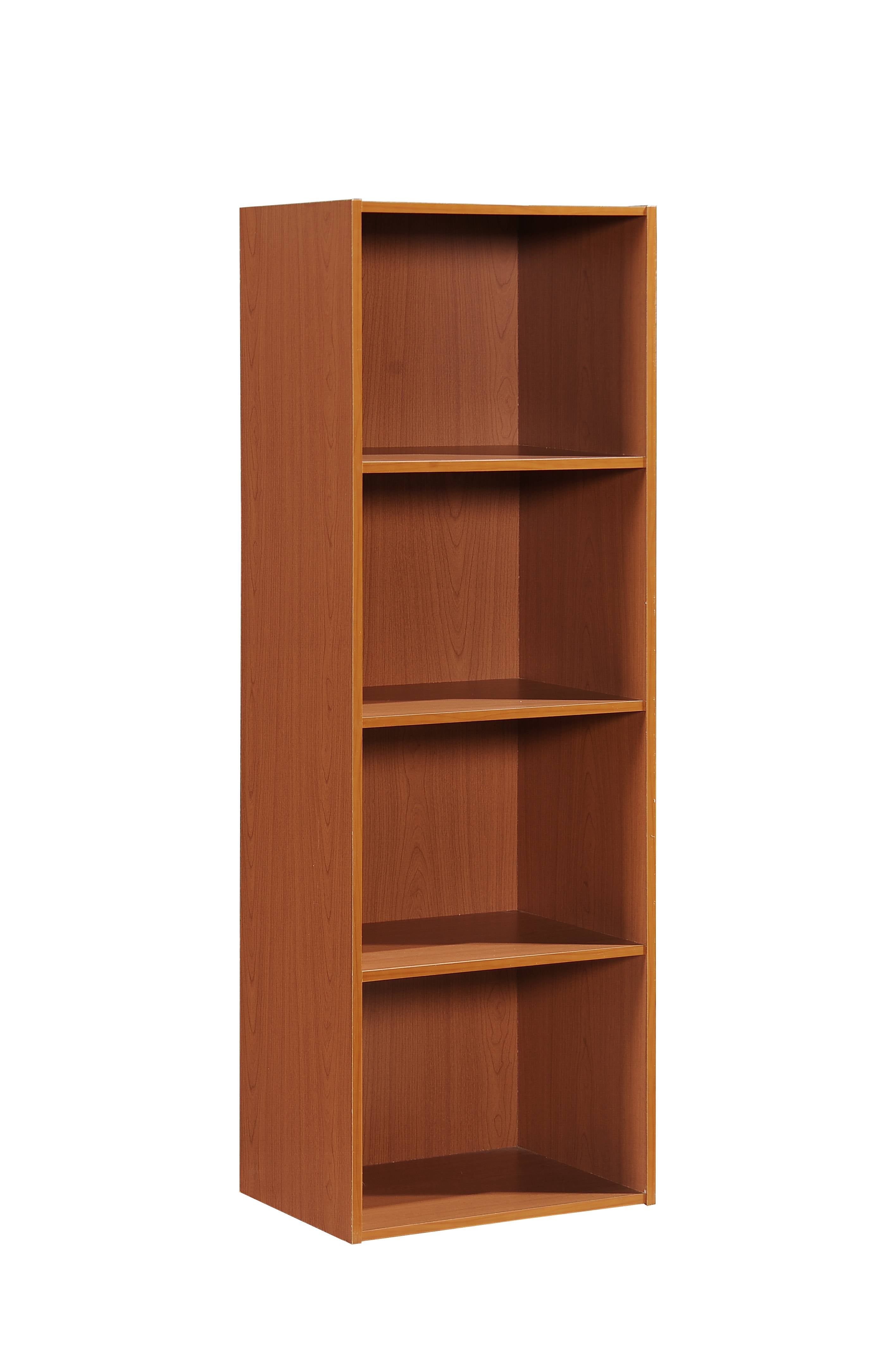 Hodedah 4-Shelf Wood Bookcase, Black