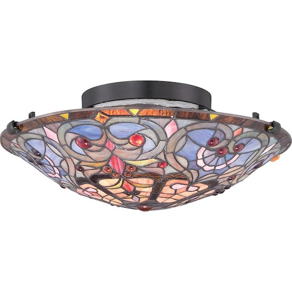 Carroll 16.5 in. 2-Light Vintage Bronze Flush Mount