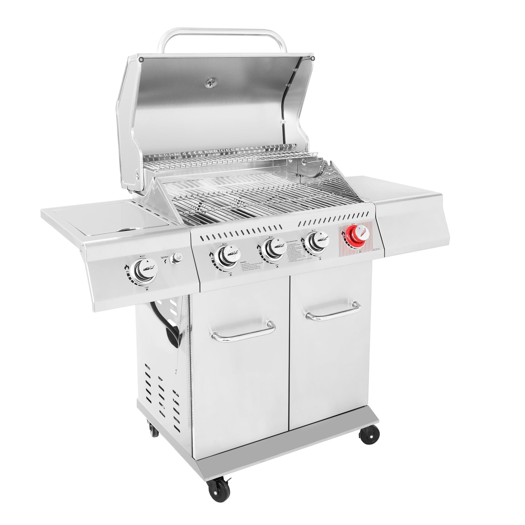 Royal Gourmet GA4402S Stainless Steel 4-Burner BBQ Cabinet Style Gas Grill with Sear Burner and Side Burner Silver
