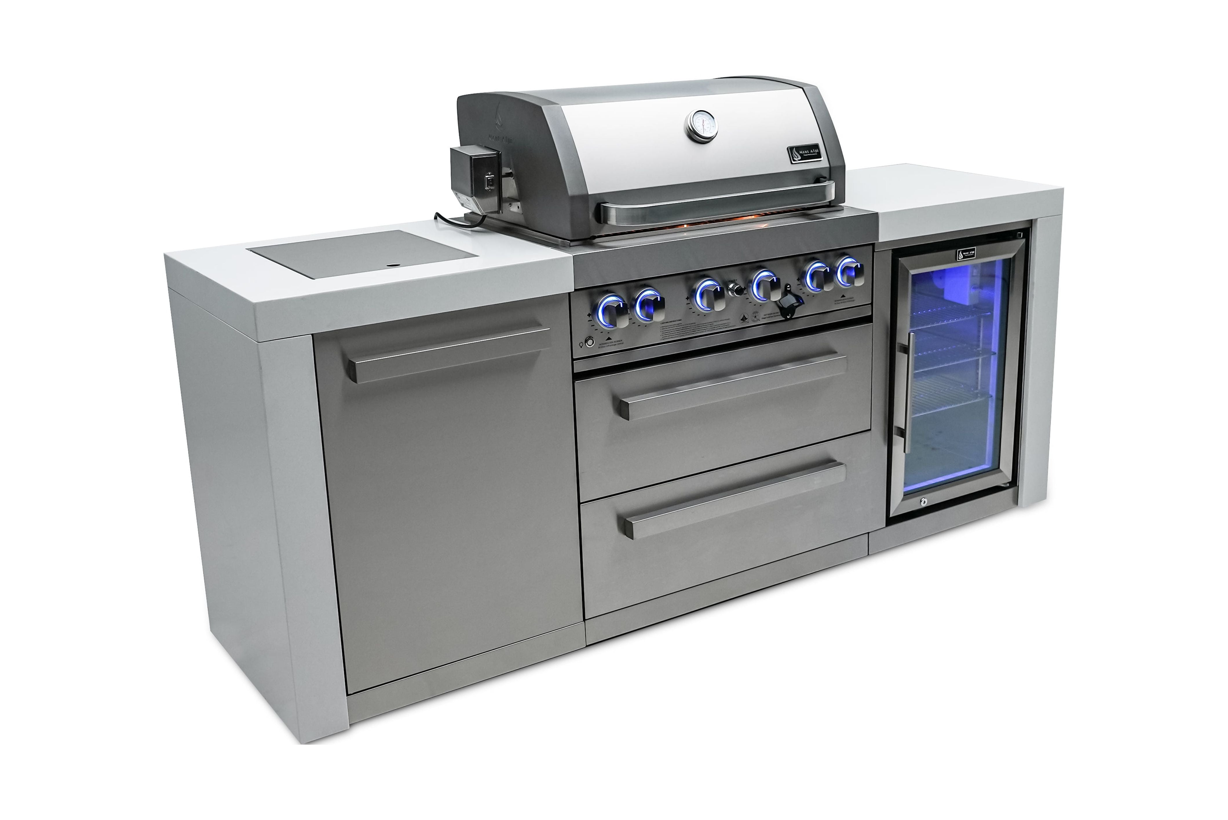 Mont Alpi 400 deluxe island with fridge cabinet