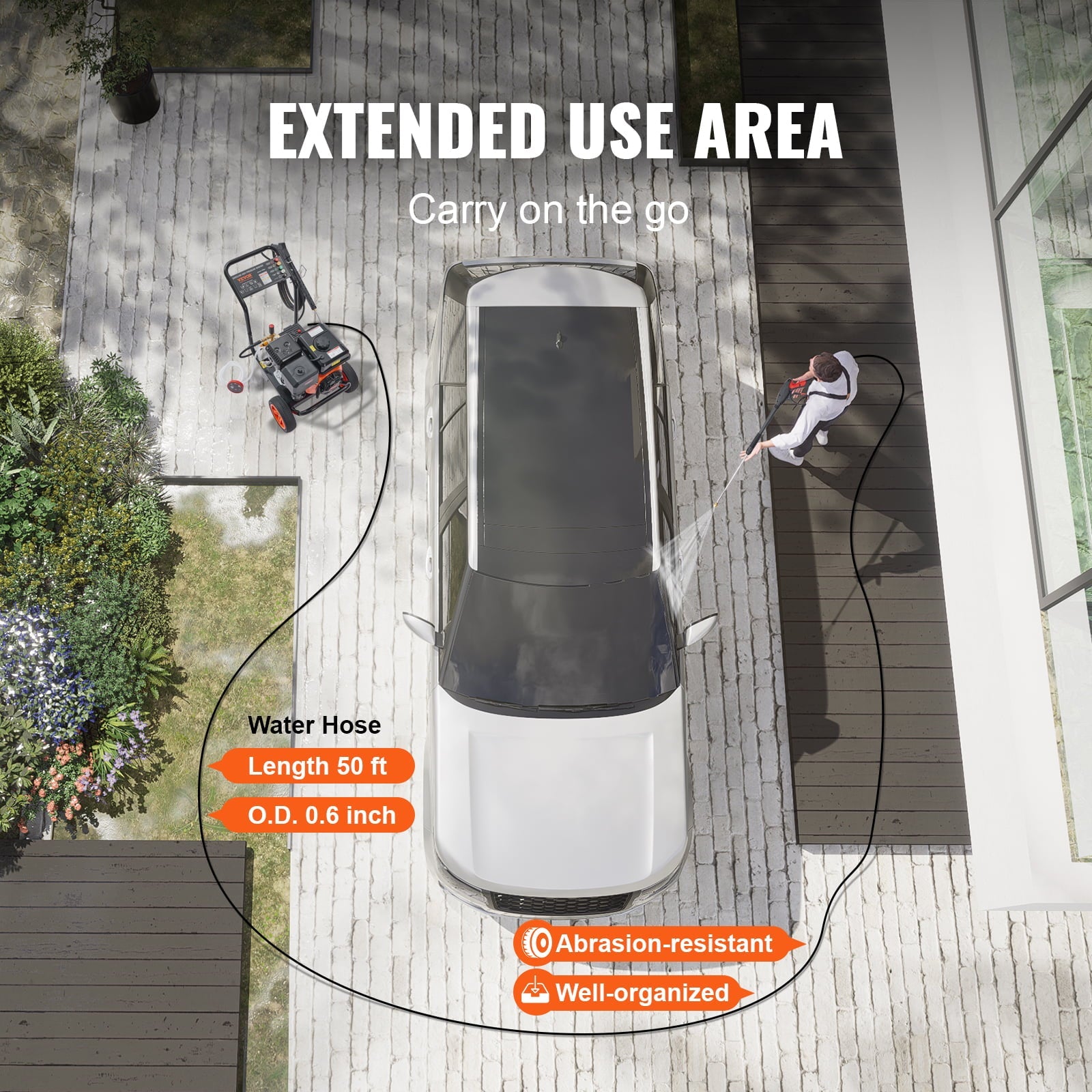 BENTISM 4400 PSI 4.0 GPM Gas Pressure Washer w/26 ft High Pressure Hose 5 Nozzles Gas Powered Washer