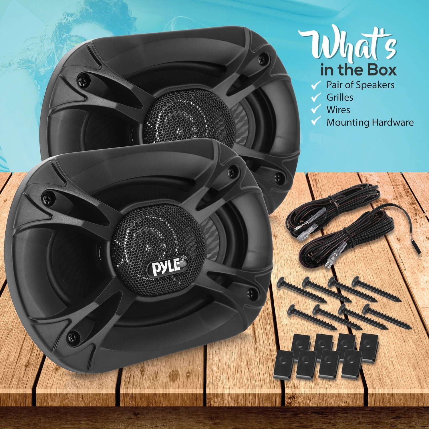 Pyle PL61984BK - Four-Way Sound Speaker System - One Pair 6'' x 9'' Four-Way Quadriaxial Loud Audio