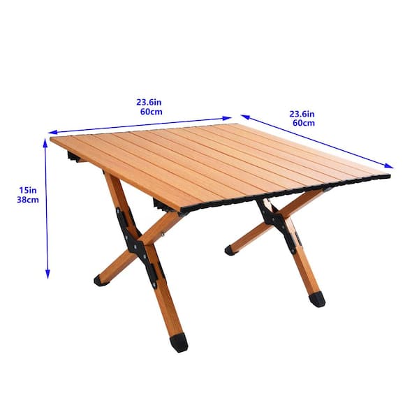 Portable picnic table rollable aluminum alloy table top with folding solid X-shaped frame