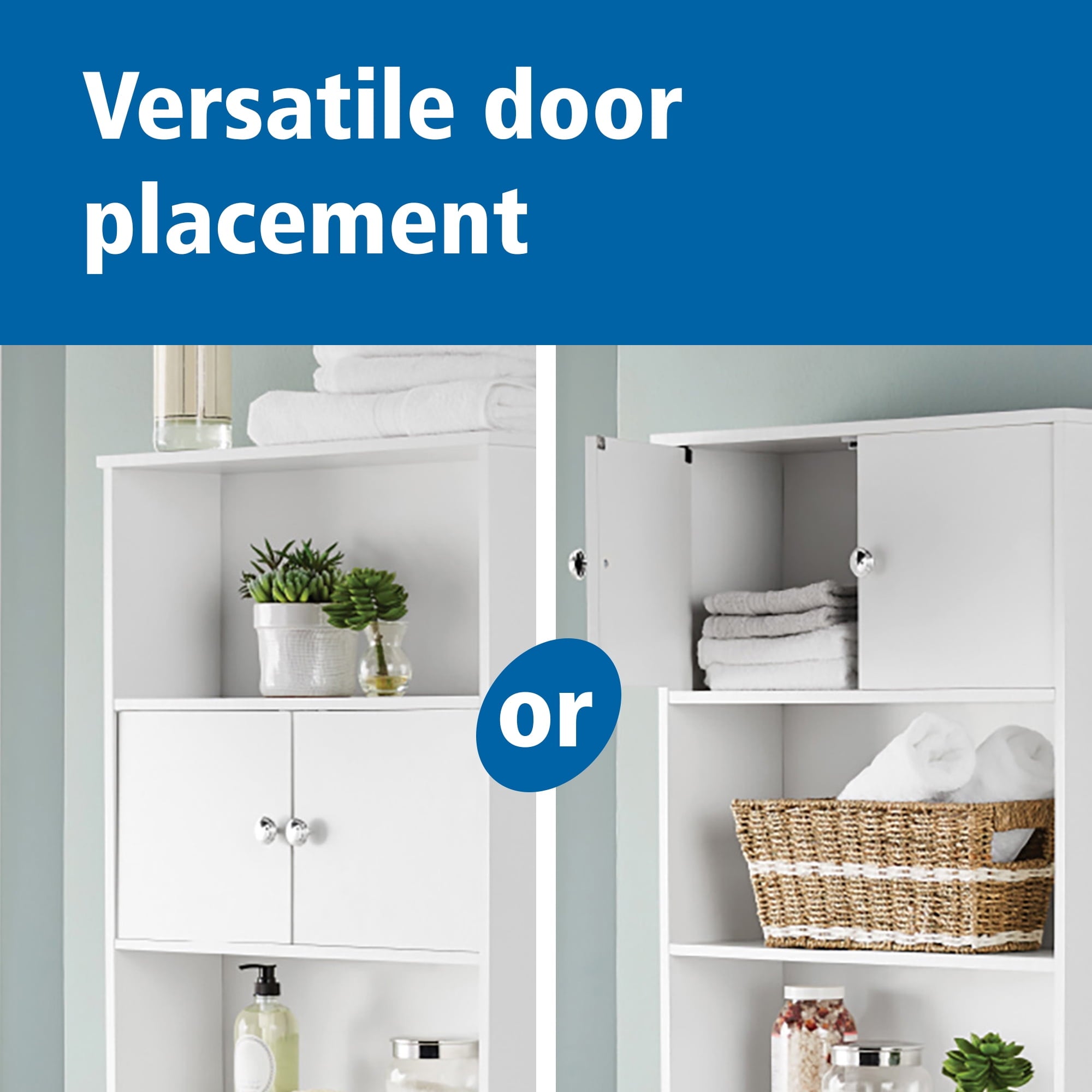 Sharemee 23in W Over the Toilet Space Saver Cabinet 3-Shelf Bathroom Storage, White