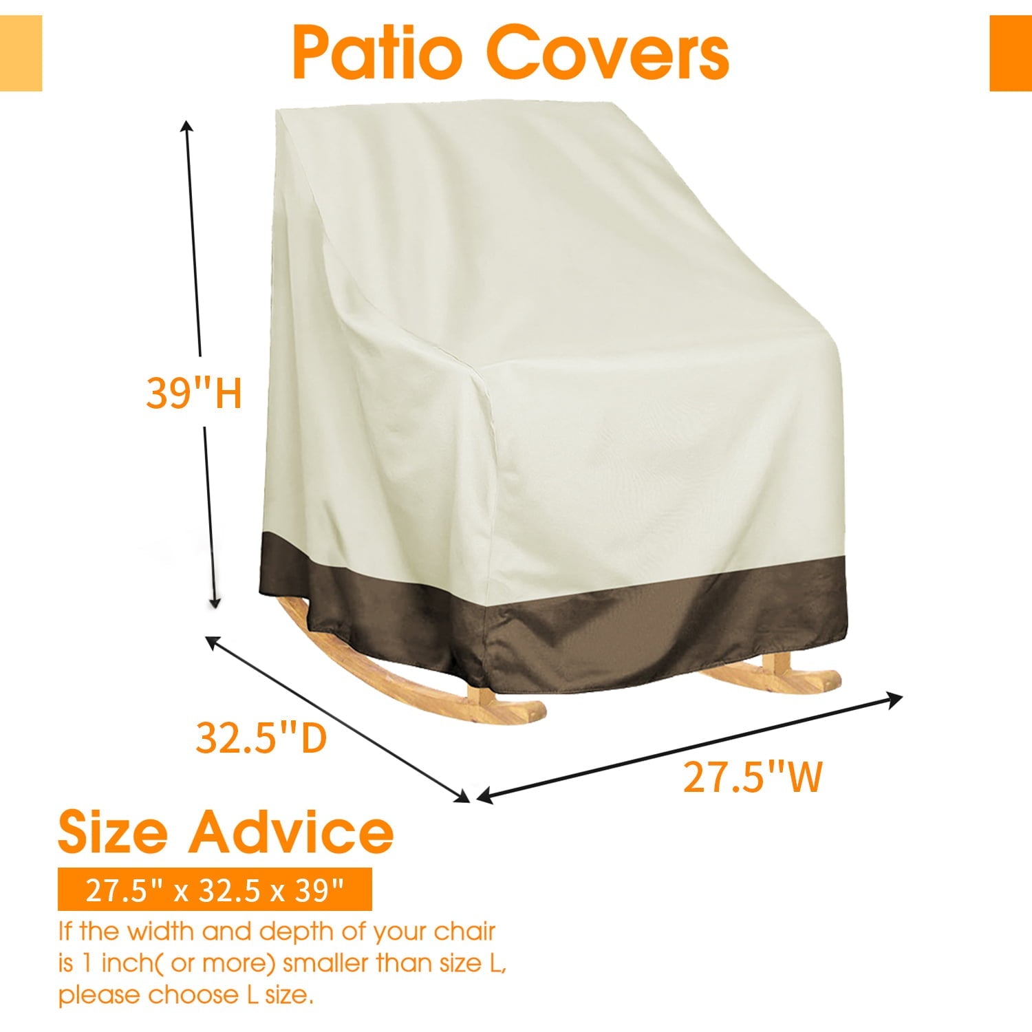 Swtroom 2 Pcs Outdoor Rocker Patio Chair Cover, 210D Waterproof, Furniture Protector Weather & UV Resistant, Beige