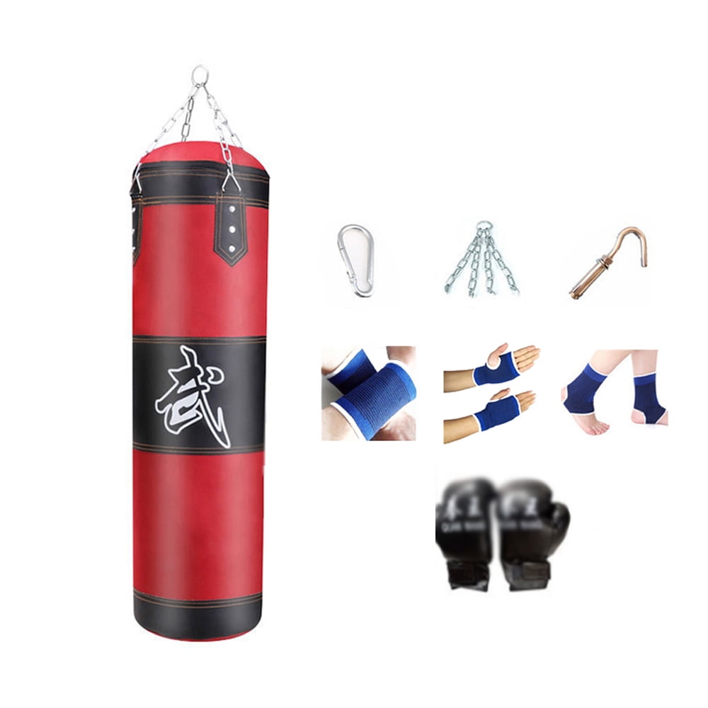Boxing Bag 4ft Unfilled Heavy Punching Bag Sparring Training Sandbag with Gloves Hand & Wrist & Ankle Guards