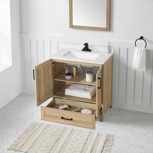 Glacier Bay Bathroom VanityTop 30"W Weathered Tan+White Cultured MarbleTop+1Sin<wbr/>k