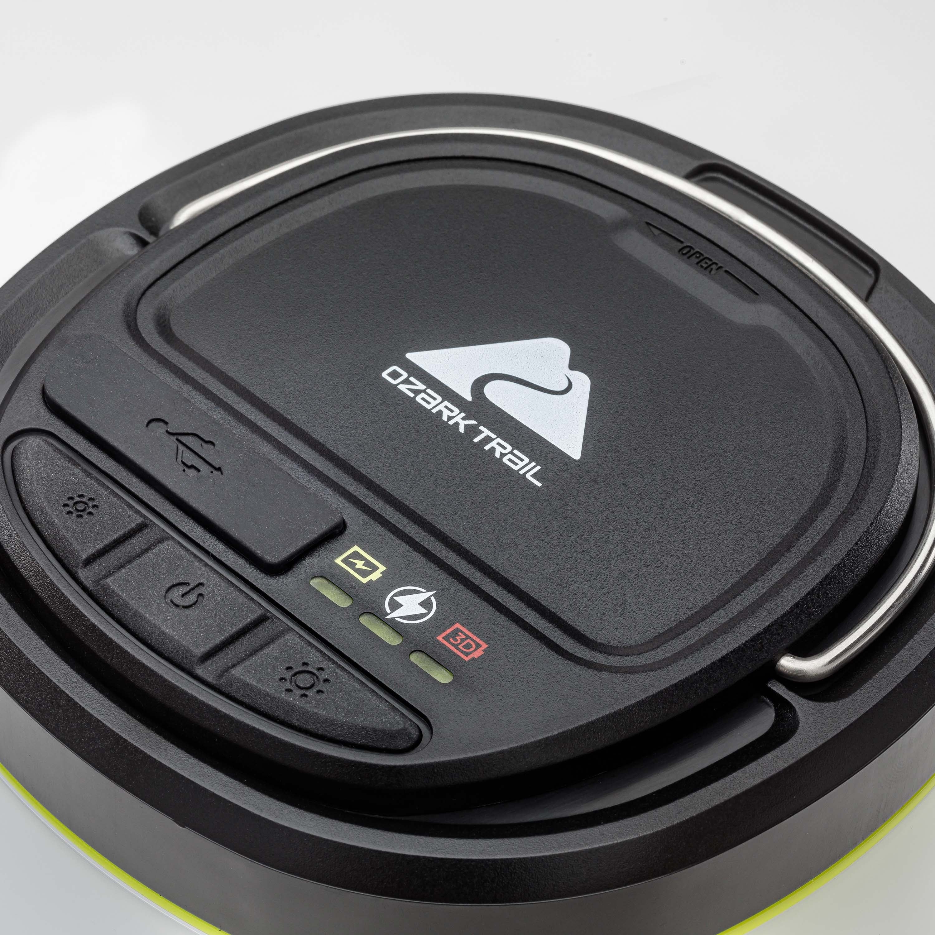 Ozark Trail 750 Lumen Hybrid Power LED Camping Lantern, Built-in Rechargeable & 3D Batteries