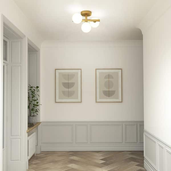 Bloom 13 in. 15 Watt Modern Gold Integrated LED 5 CCT Flush Mount Ceiling Light Fixture for Kitchen or Bedroom