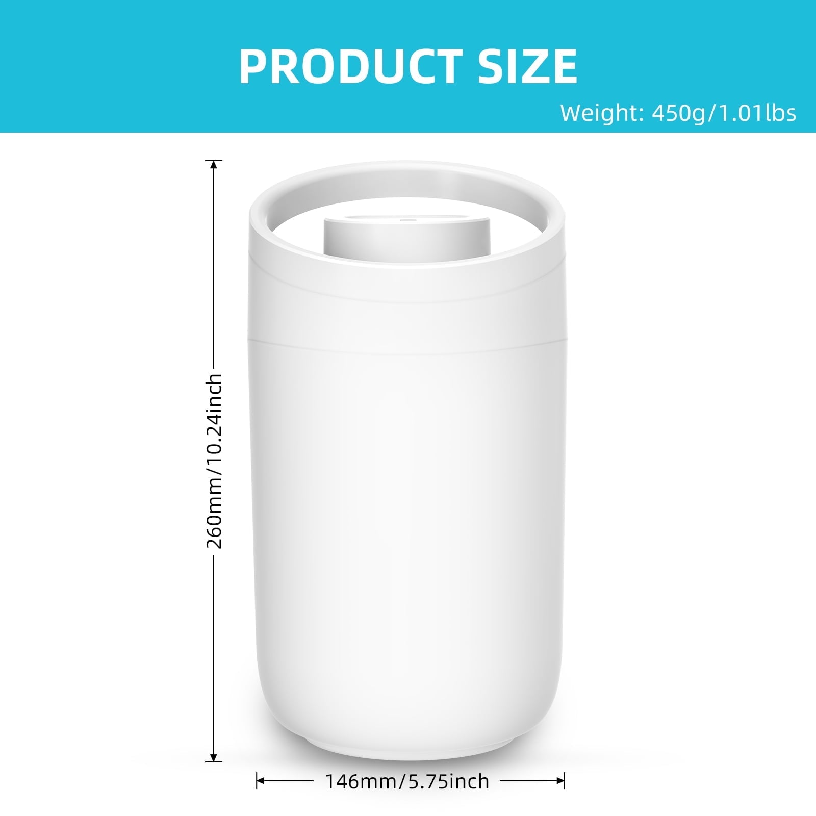 PcEoTllar Humidifier for Room,  Top Fill 2.5 L Cool Mist Quiet Ultrasonic Humidifier for Baby, Humidifiers for Bedroom Large Room (0.66 Gallon ,US 110V ),White