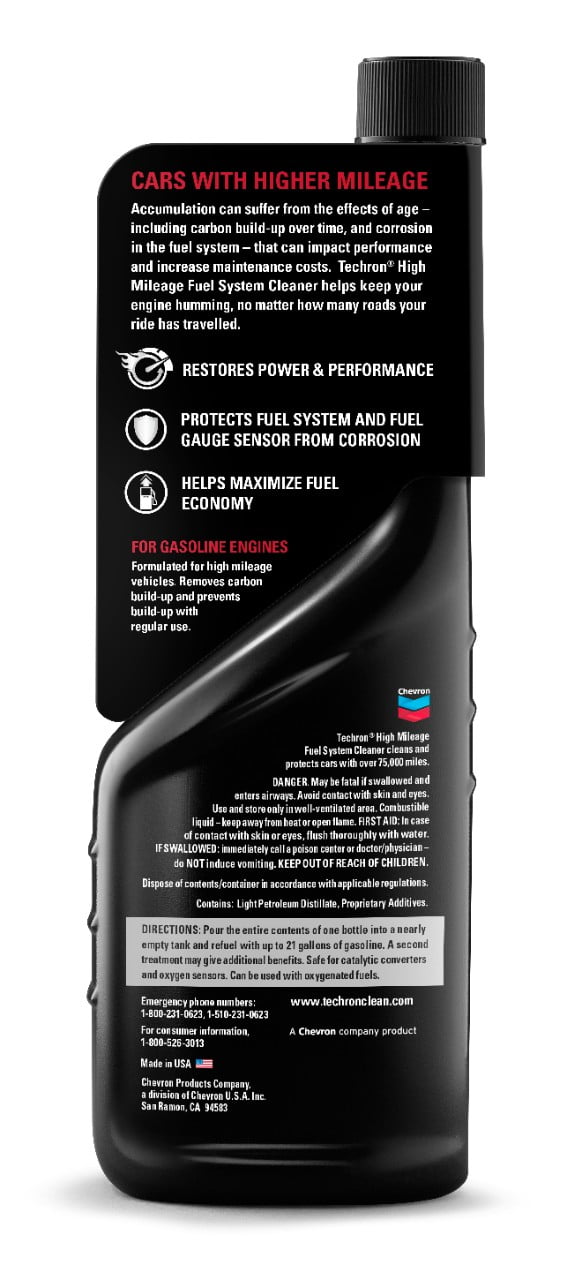 Chevron Techron High Mileage Fuel System Cleaner, 12 oz