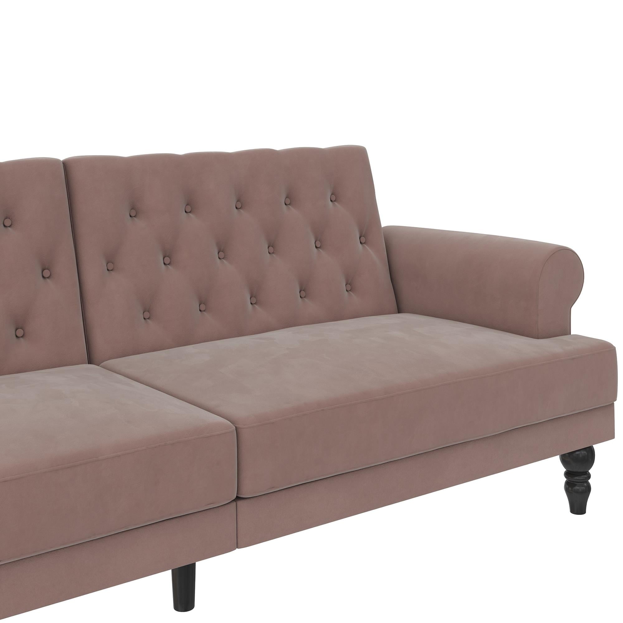 Novogratz Cassidy Upholstered Futon, Blush Velvet