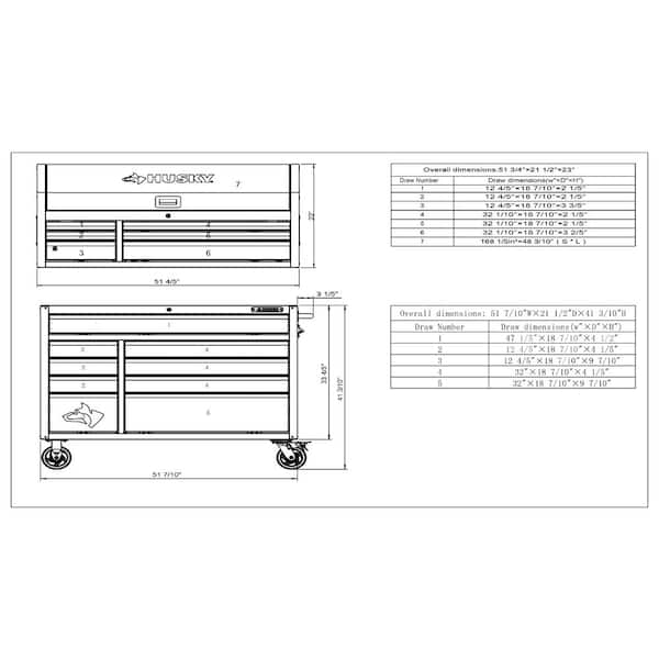 52 in. W x 21.5 in. D Heavy Duty 15-Drawer Combination Rolling Tool Chest Top Tool Cabinet with LED Light in Matte Black