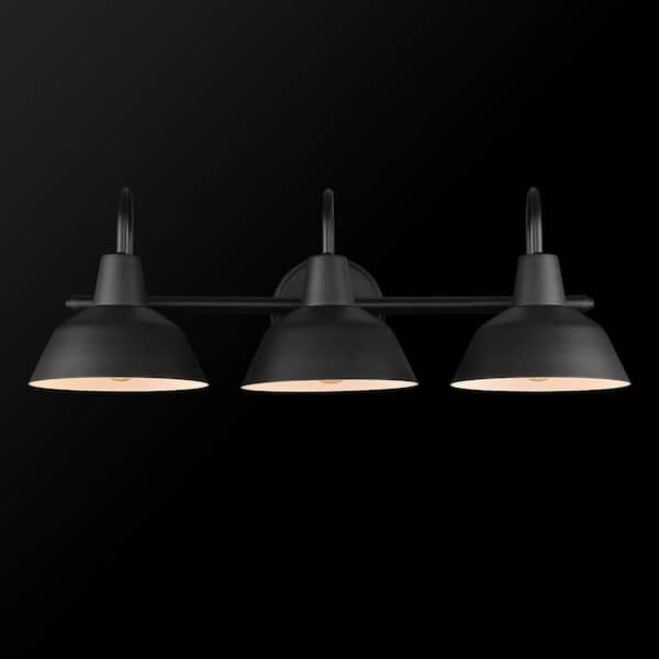 Brooklyn 24 in. 3-Light Matte Black Vanity Light with Bath Set (5-Piece)