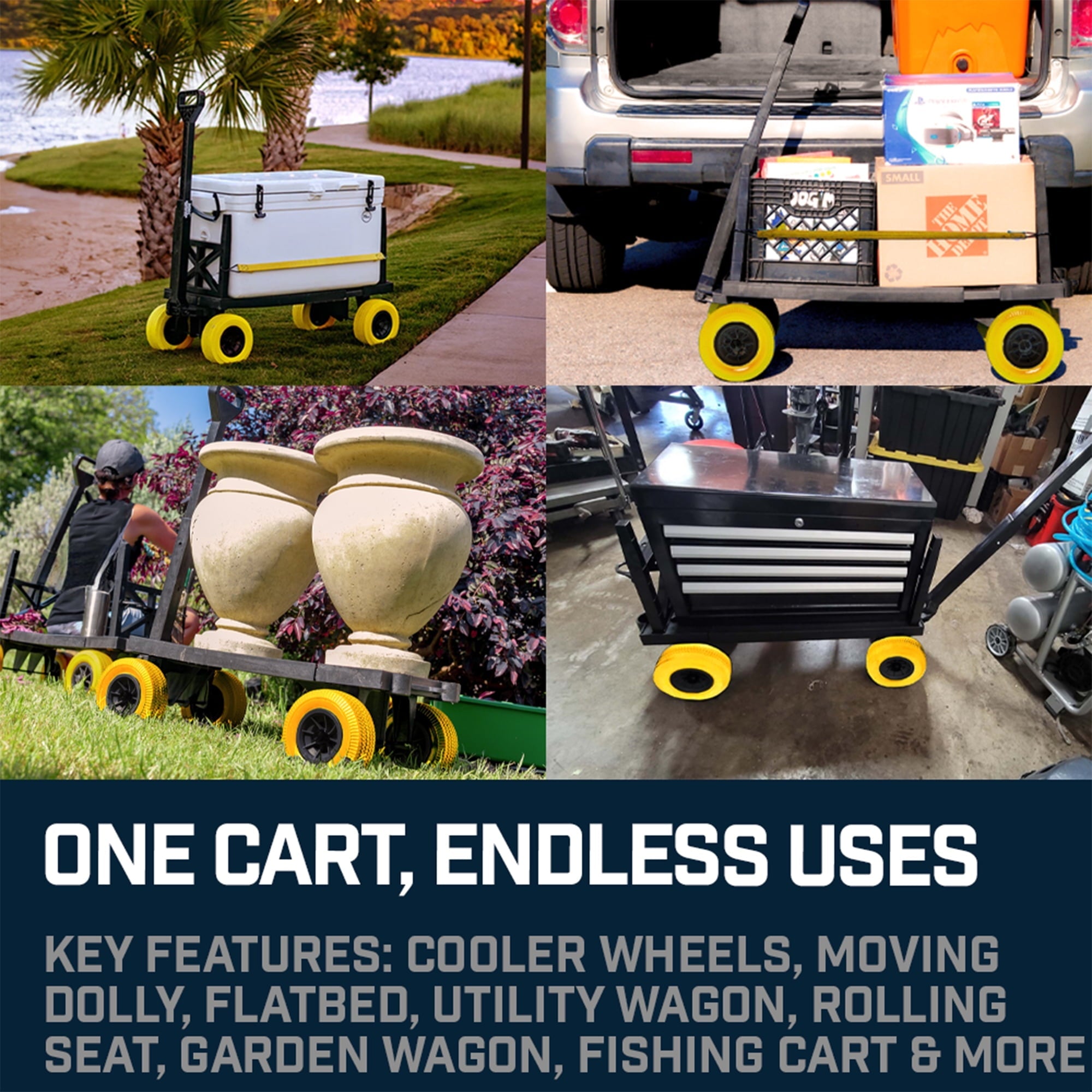 Mighty Max Cart Cooler Caddy & Fishing Cart-Yellow