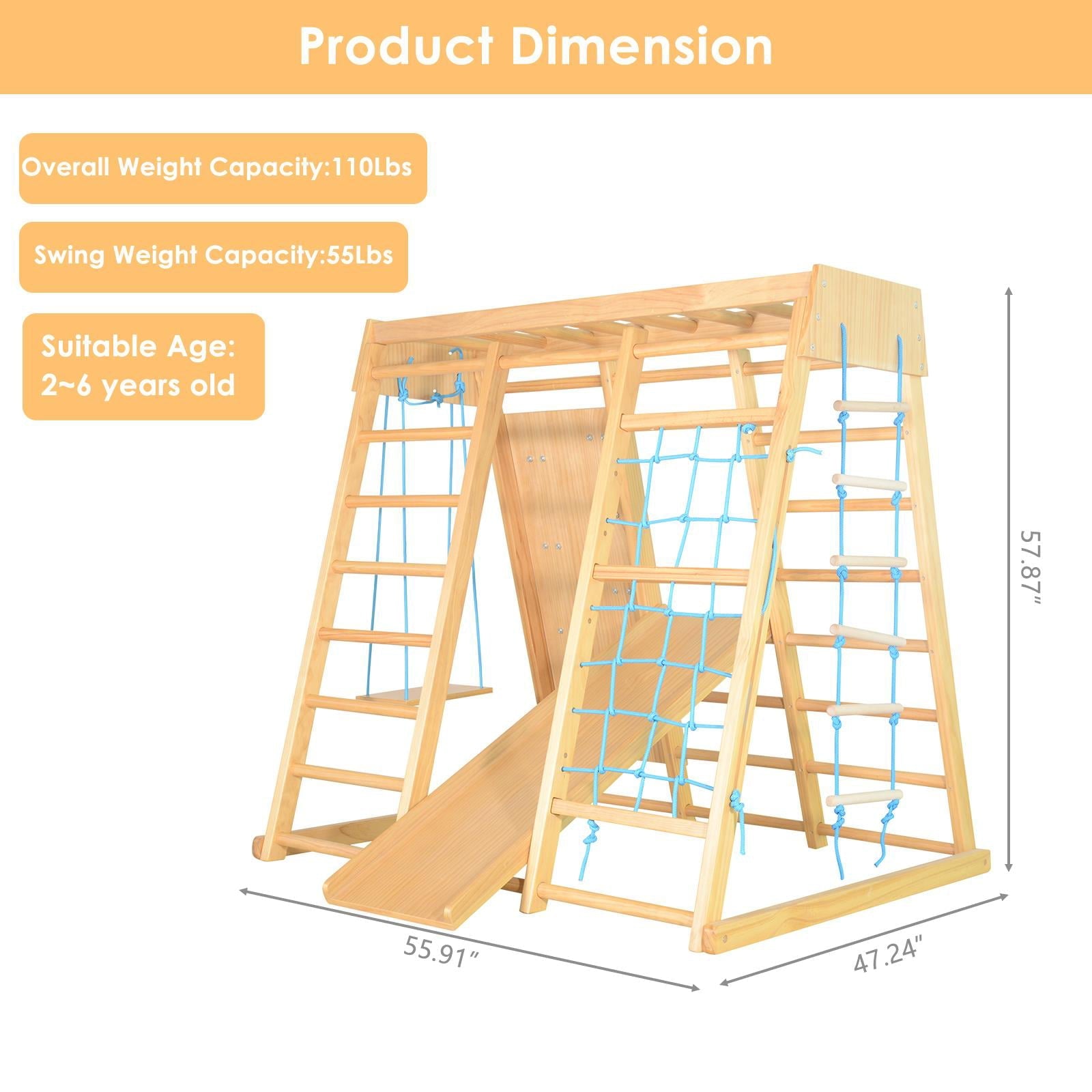 LALAHO 7-in-1 Indoor Playground Kids Playground Climbing Toys for Toddlers, Indoor Jungle Gym for Toddlers