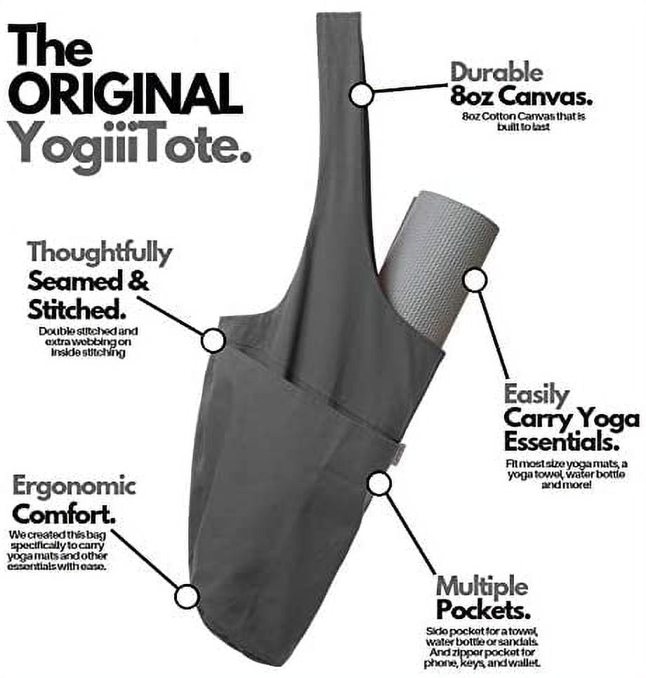 Yogiii Yoga Mat Bag The Original Yogiiitote Yoga Mat Tote Sling Carrier Wlarge Side Pocket & Zipper Pocket Fits Most Size Mats (Ash Gray)
