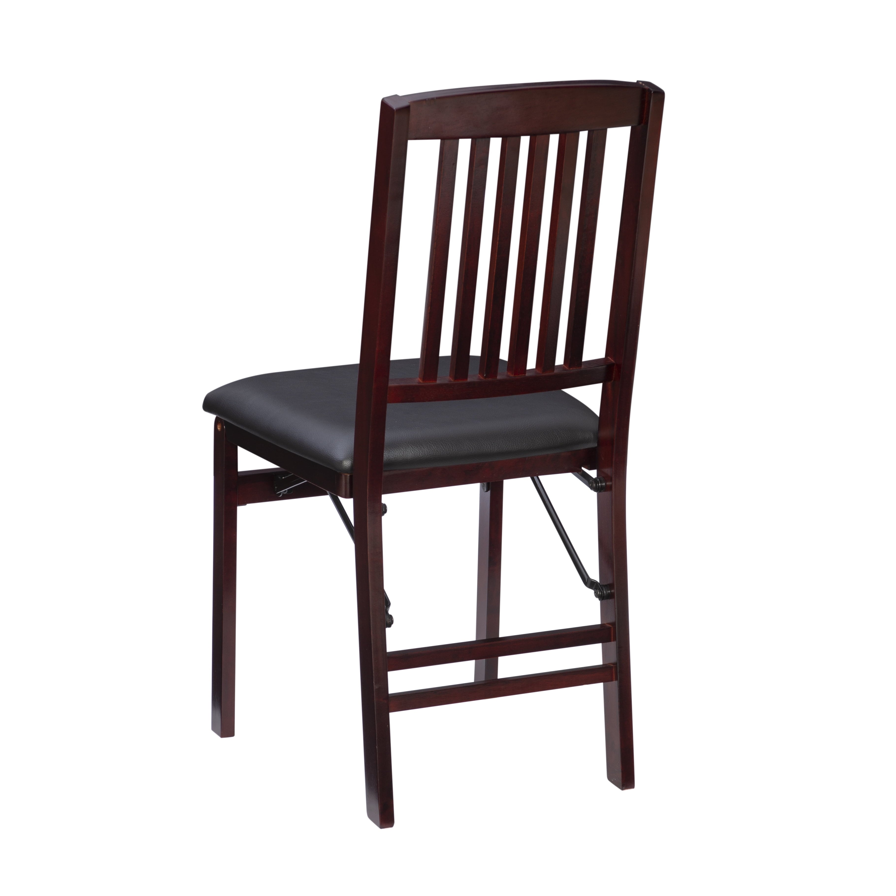 Linon Lafitte Folding Dining Chair, Set of 2, Dark Brown Faux Leather