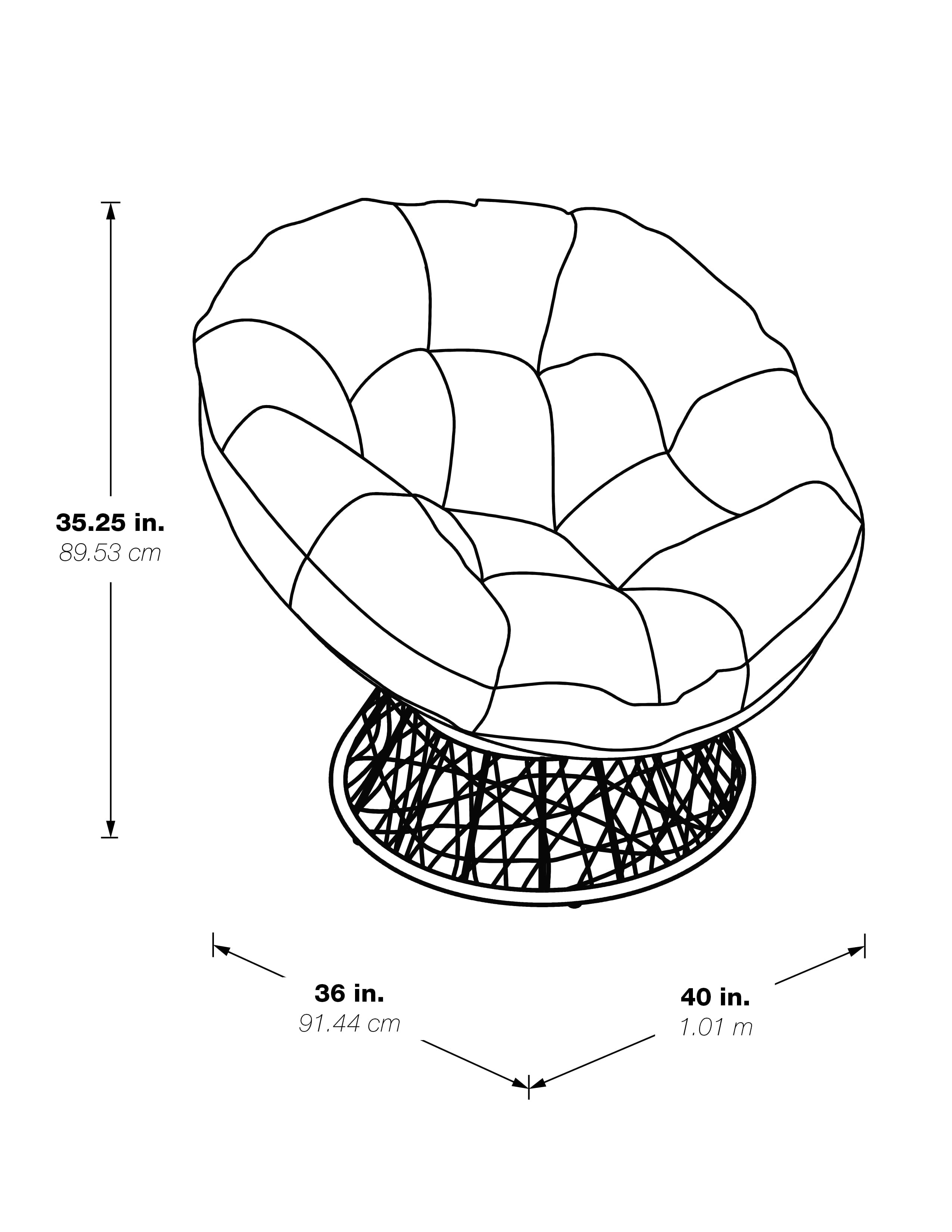 OSP Home Furnishings Wicker Papasan Chair with 360-Degree Swivel, 40” W x 36” D