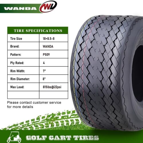 WANDA 18X8.5-8 Golf Cart ATV Tires 4 Ply 18x8.5x8 14006