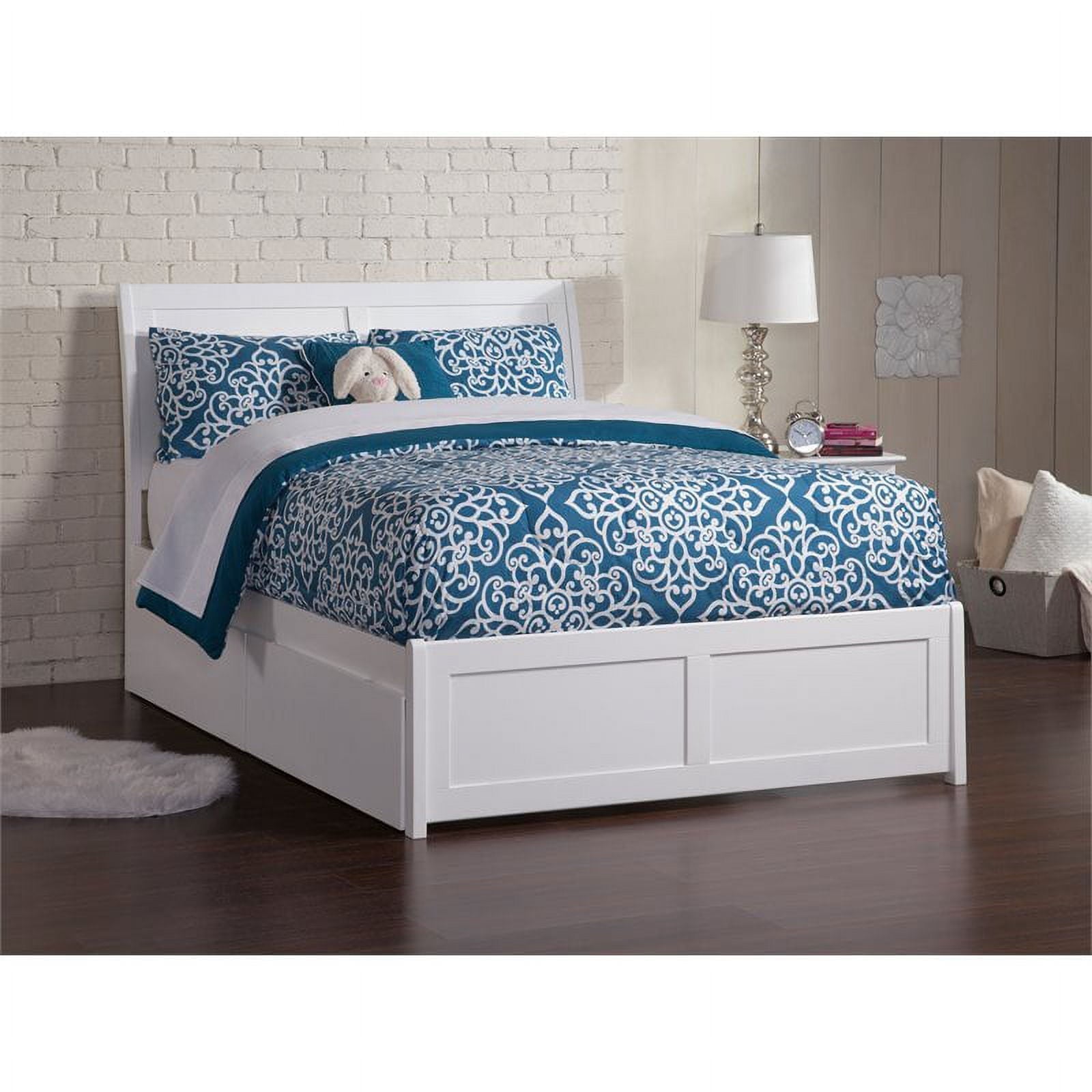 Pemberly Row Traditional Solid Wood Full Storage Platform Bed in White