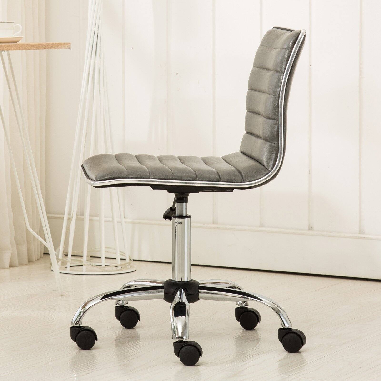 Roundhill Furniture Fremo Chromel Adjustable Air Lift Office Chair, Gray