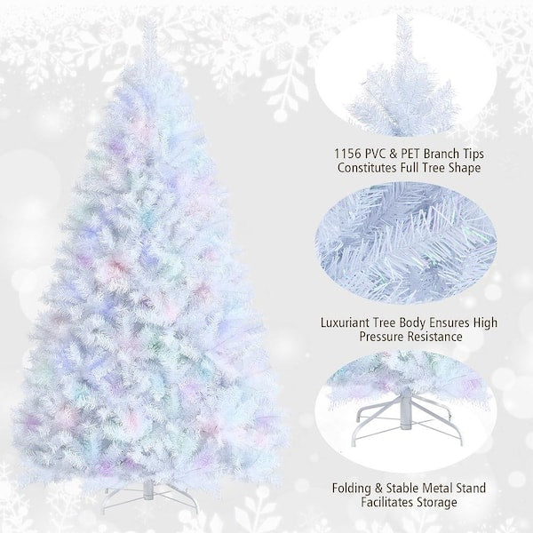 7 ft. White Iridescent Tinsel Artificial Christmas Tree with 1156 Branch Tips